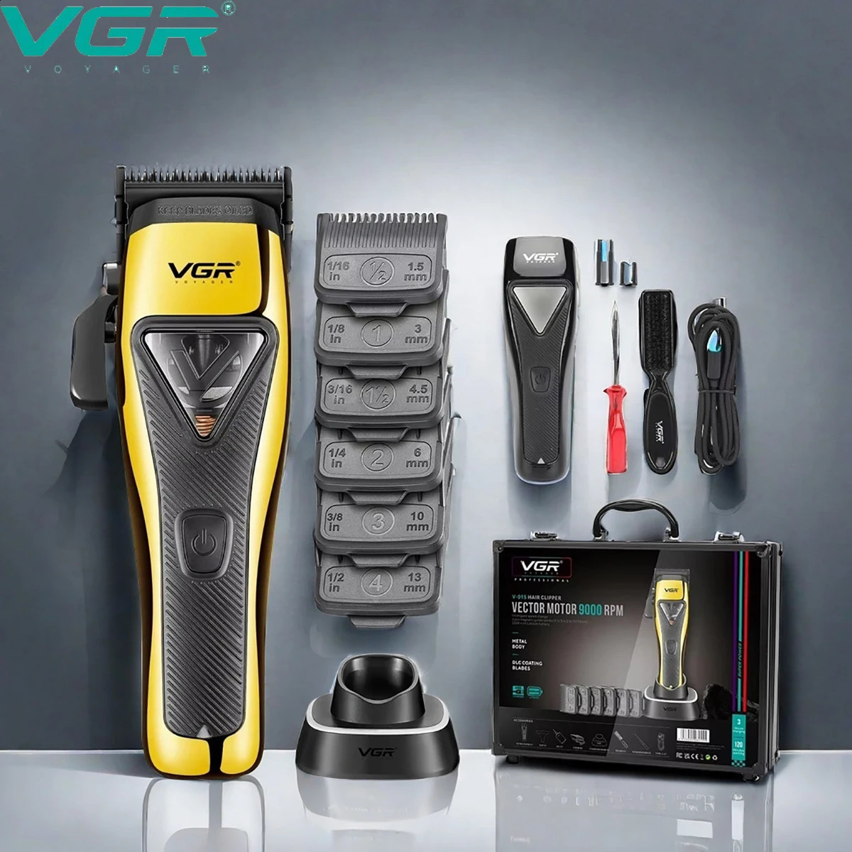 VGR Hair Cutting Cordless Hair Trimmer Professional Trimmer Cordless DLC Adjustable Rechargeable Cutting 9000RPM Clippers V-015 241119