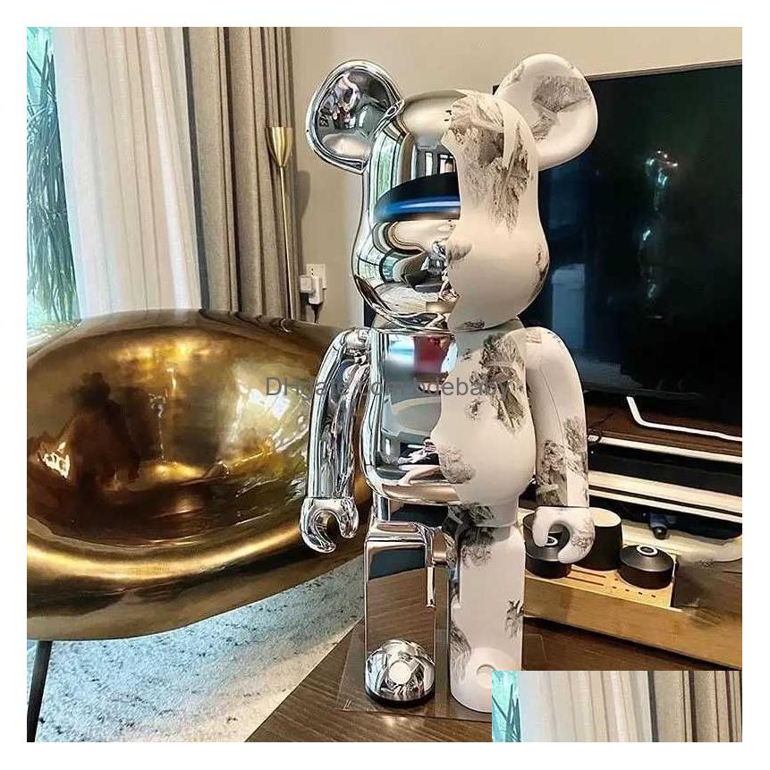 Novelty Items Bearbricks 400 1000 Cyberpunk Daft Punk Joint Bright Face Violation Bear Collection Decorated Grizzly Statue Model3 Dh5S8 X250109