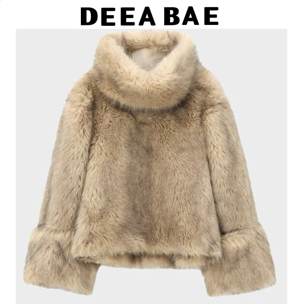 DEEABAE Womens Clothing With European And American Style Fashionable Simple Artificial Fur Effect Hoodie Jacket 241120