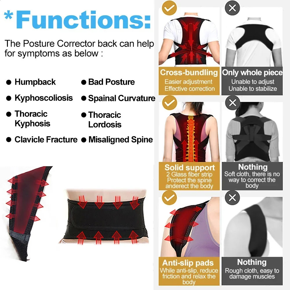 Back Posture Corrector Shoulder Support Belt Hunchback Correction Men Back Pain Relief Improve Spine Clavicle Brace Posture Vest 241119
