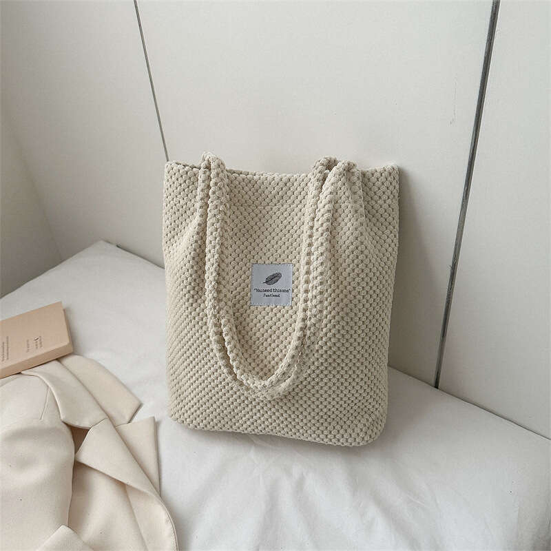 2025 Arts Shoulder For Women New Canvas Bucket Handbags Corduroy Fashion Casual Solid Color Famous Brand Bags