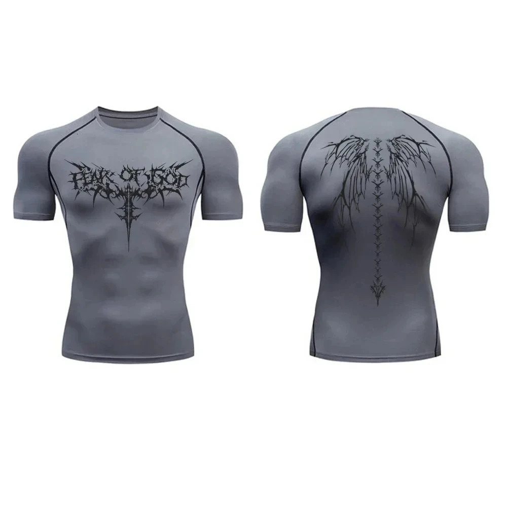 Mens Compression Shirt Anime Print Gym Sport Quick Dry Gym TShirts Fitness Athletic Undershirts Elasticity Tops Tee Summer Male 240419