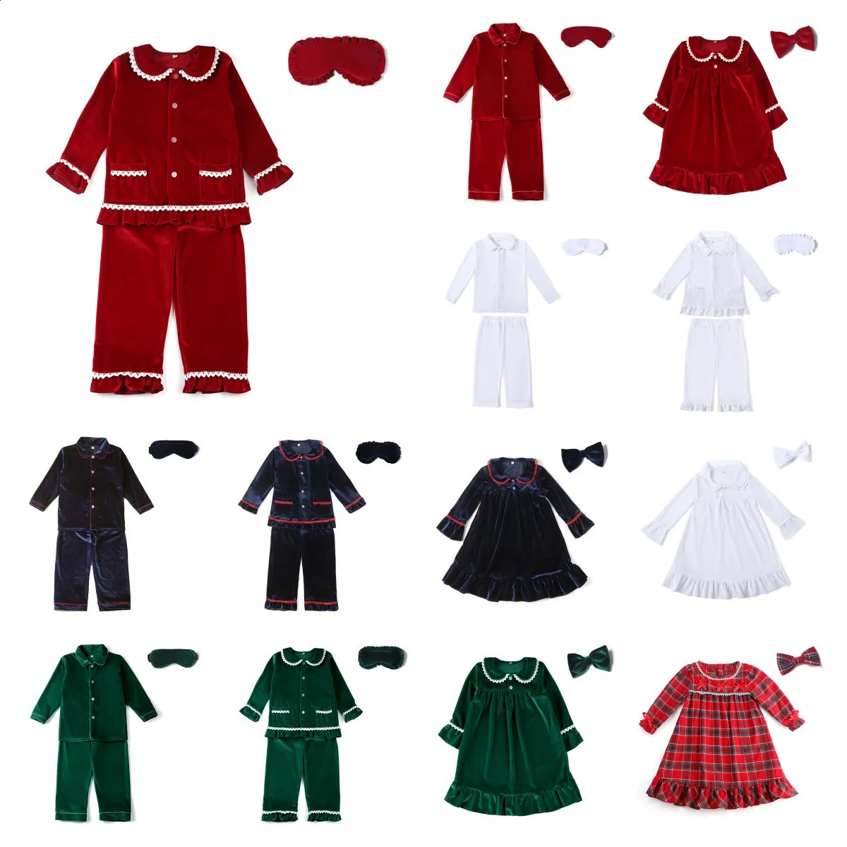 Ruffkids Kids Pyjamas Girls Boys Baby Clothes Loungewear Family Matching Pjs Red Velvet Christmas Pajamas Sets 241120