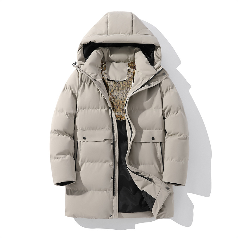 Men's black gold graphene thickened mid-length cotton-padded jacket 2024 Winter men's warm cotton-padded jacket for men m013