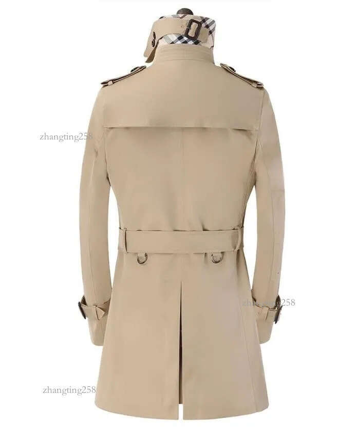 Men's Trench Coats Khaki Black Beige Double Breasted Mens Man Long Coat Men Clothes Slim Fit Cotton Overcoat Plus1