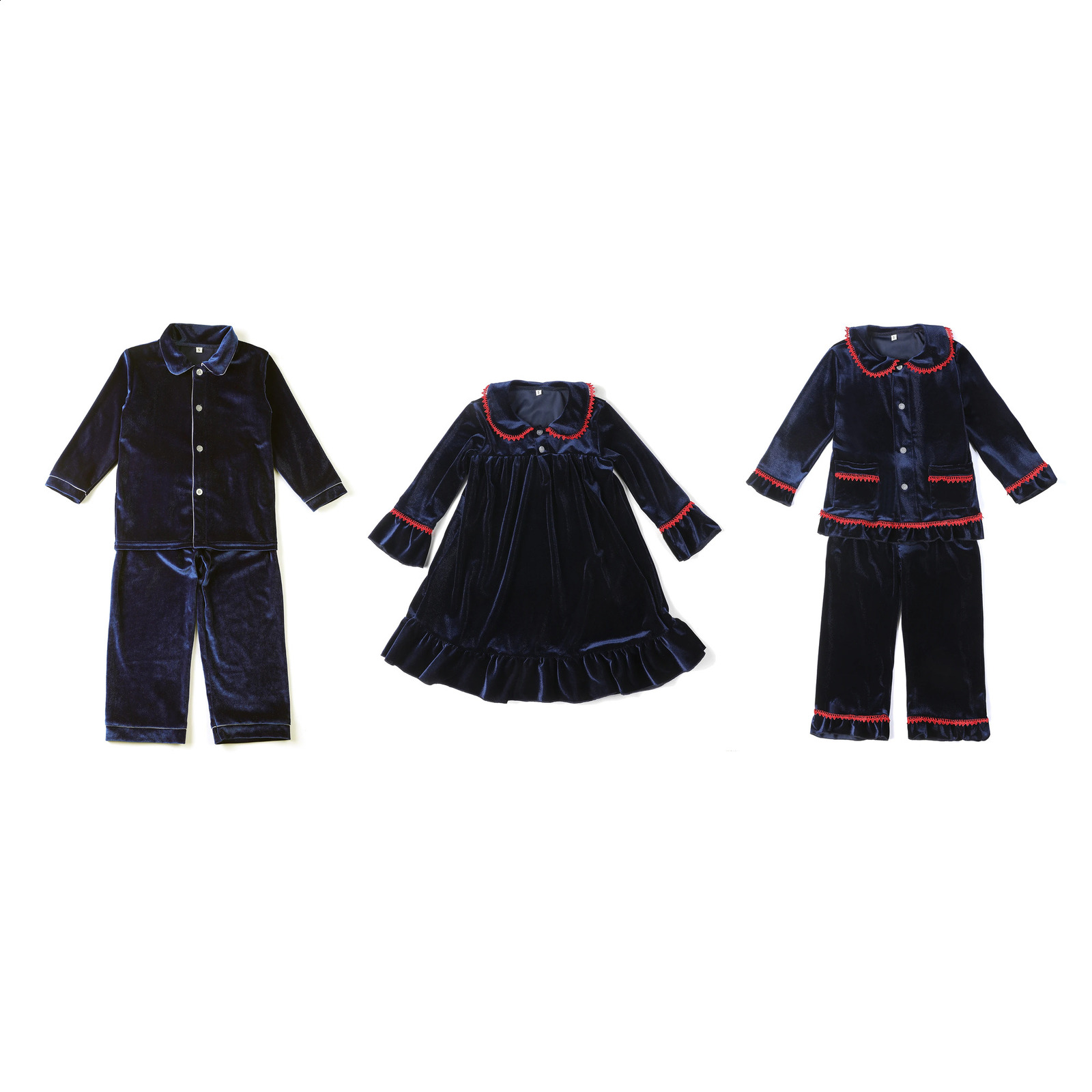 Sibling set Pjs Christmas Family Matching Kids Pajamas Baby Clothes Boys And Girls Navy Velvet Pyjamas Sets 241120