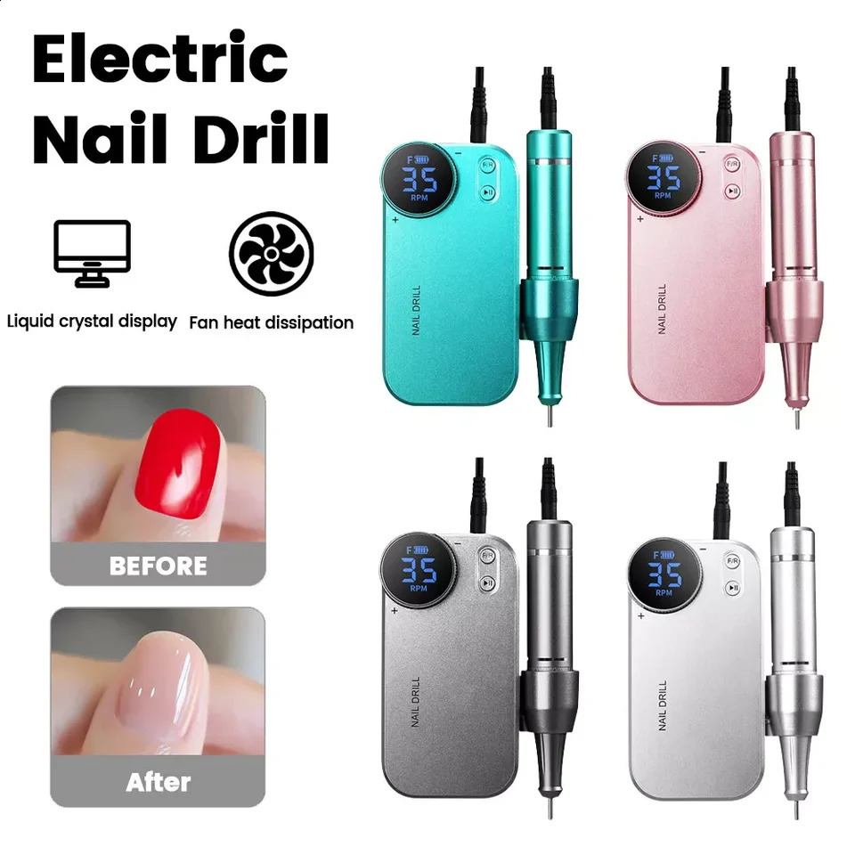 Portable Rechargeable Grinder 35000RPM Low Noise High Speed Vibration Hand Professional Manicure Nail File Drill Kit 241119