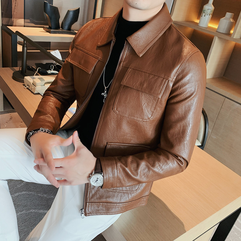Men's PU Jacket: Stylish Slim Fit Leather Coat For