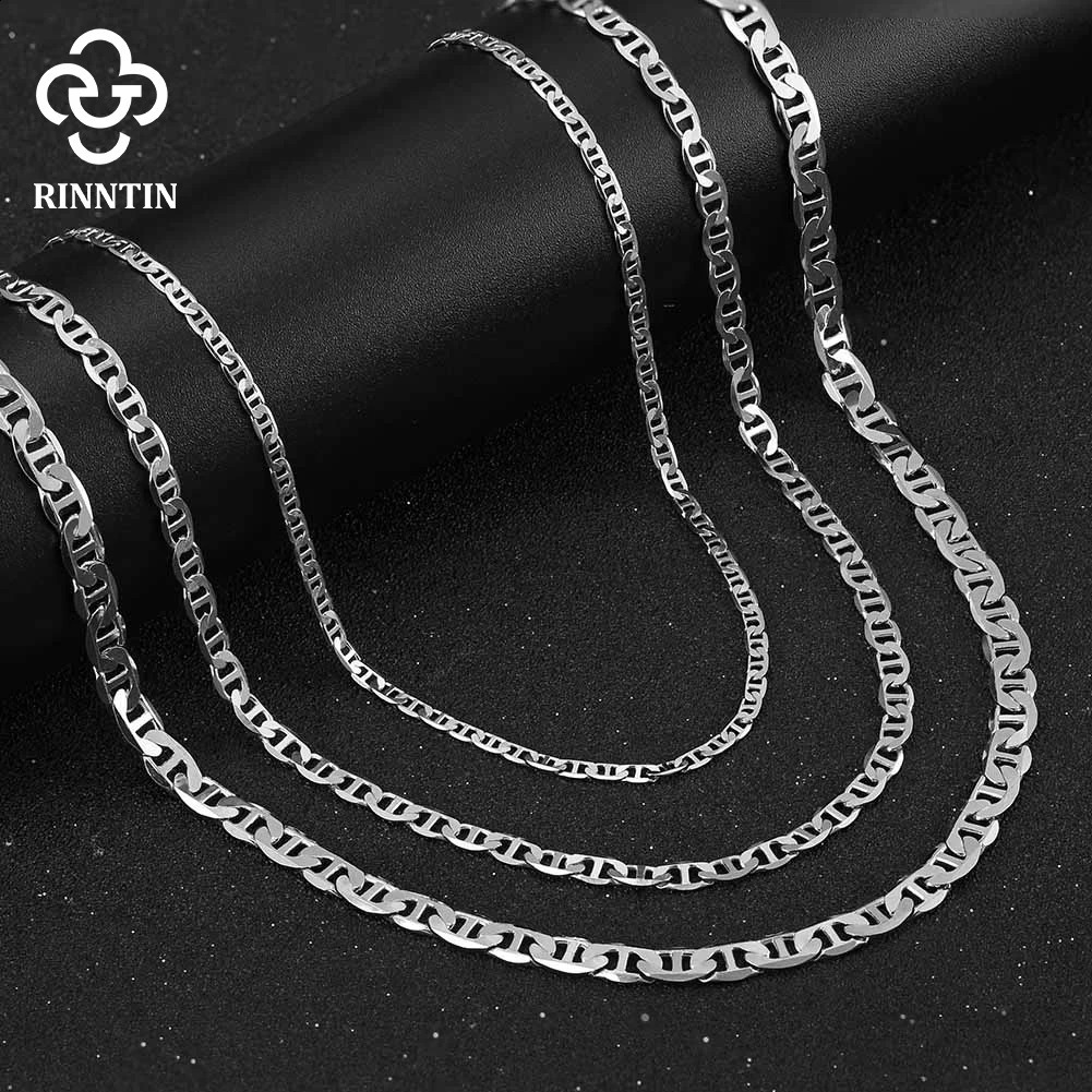 Rinntin 925 Sterling Silver Italian 2.6/3.7/5.0mm Flat Mariner Chain Necklace for Women Men Fashion Neck Chain Jewelry SC78 241120