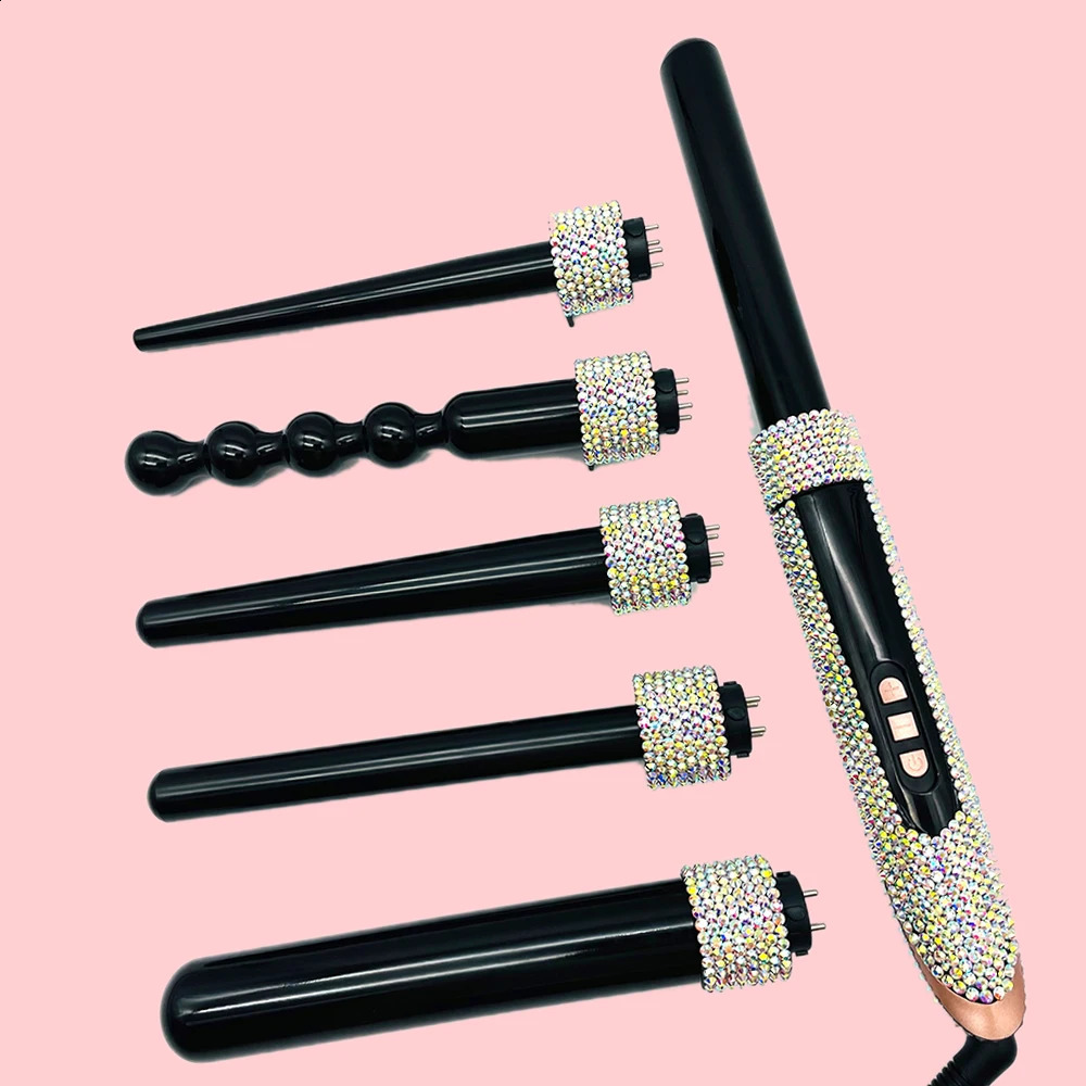 Iron 6 In 1 Dia Curling Wand Set Interchangeable Ceramic Barrels Hair Curler Rizador Pelo Modelador De Cachos Krulta 241119