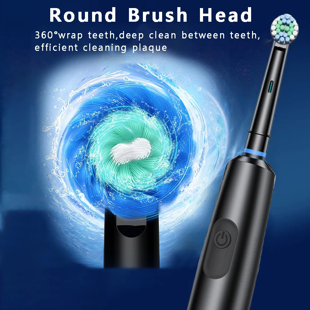 Rotating Electric Toothbrush for Adult Teeth whitening Teeth Brushes 3D round head soft brush Rechargeable Electric Toothbrush 241120