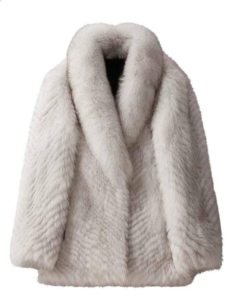 Blue Fox Fur Winter Coat For Men | Genuine Leather Jacket