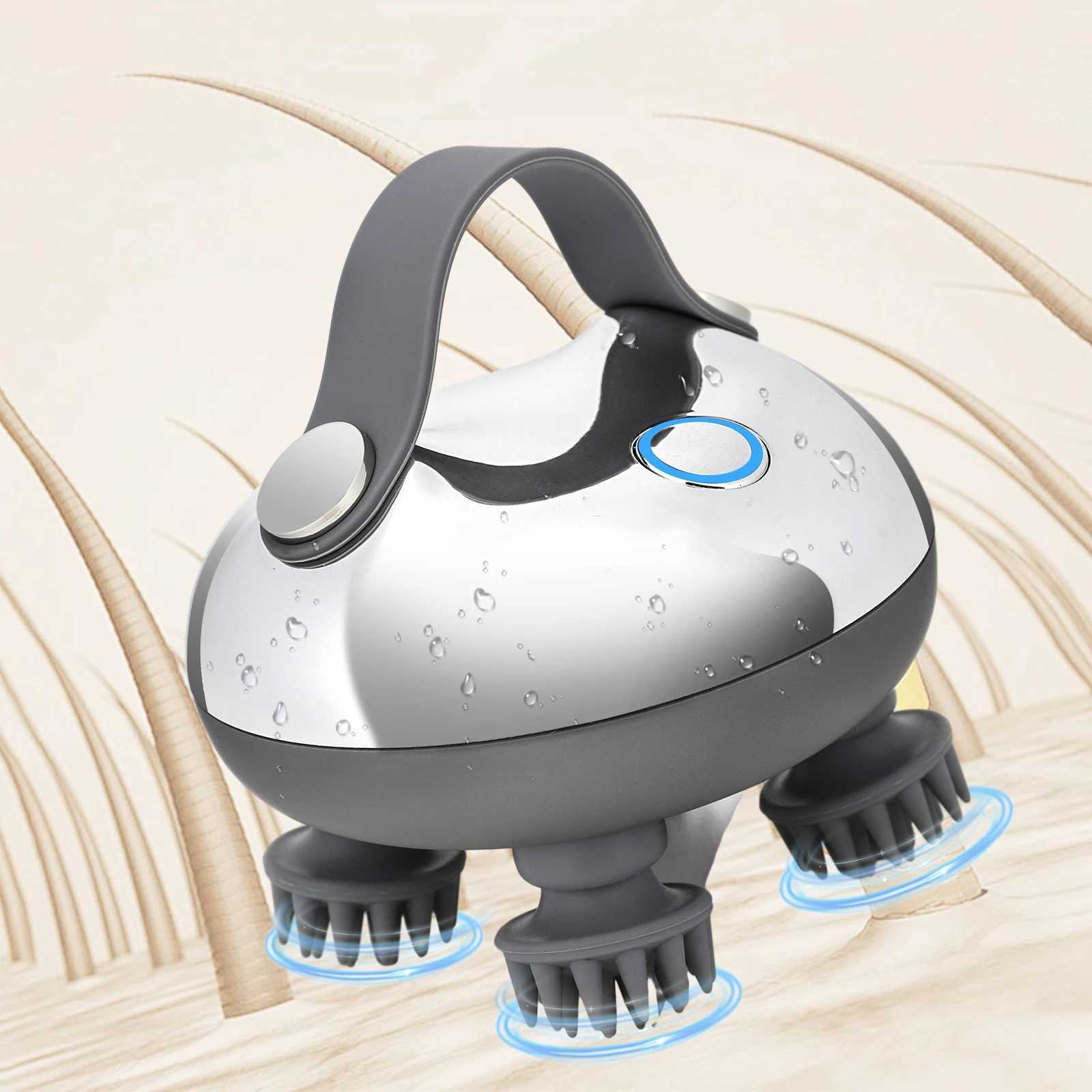 Electric scalp massager with 8 silicone massage heads scalp kneading vibration device IPX7 waterproof used for body relaxation W241120