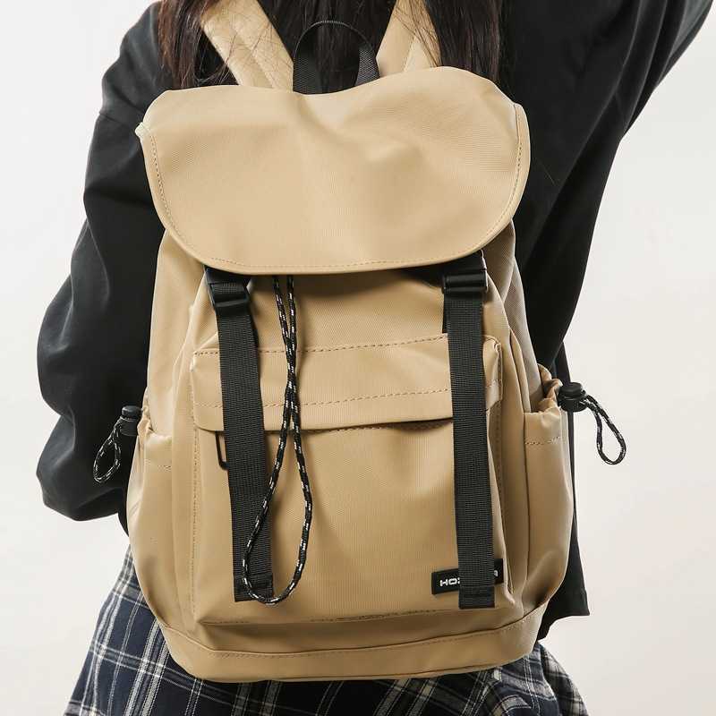 Men's casual backpack solid color large capacity computer bag trendy brand college student backpack women's travel backpack men 241120