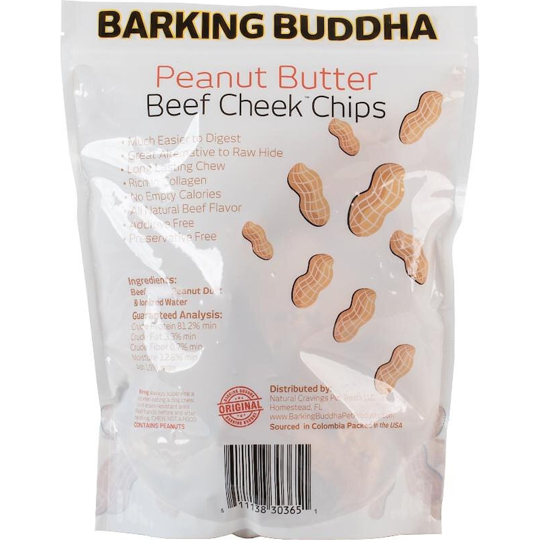 Barking Buddha Peanut Butter Beef Cheek Chips Value Bag Dog Treats, 1-lb bag
