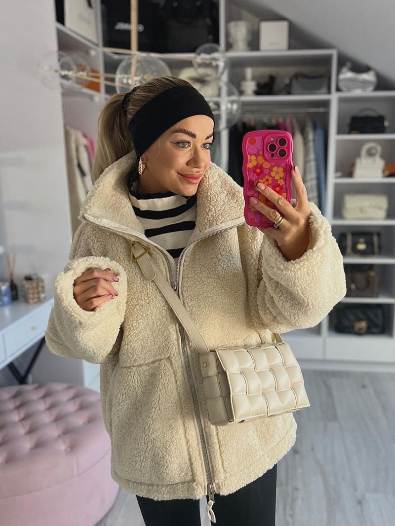 Winter Lamb Wool Jacket Women Fashion Stand Collar Zipper Pocket Long Sleeve Warm Veet Coat Streetwear Female Outerwears