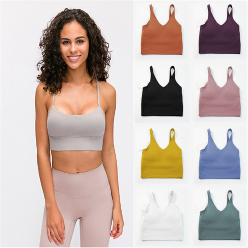 Women's Yoga Bra Summer Built in Chest Cushion Sports Shockproof Bra Women's Gym Sleeveless Fitness Yoga Fashion Tank Top Bra Lycra fabric