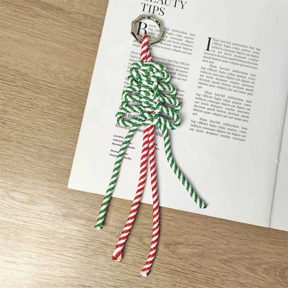Keychains Lanyards Christmas Tree Braided RopeLye Bread Knot CharmPearl Bow KeychainMiu Style Bag Charm H241119
