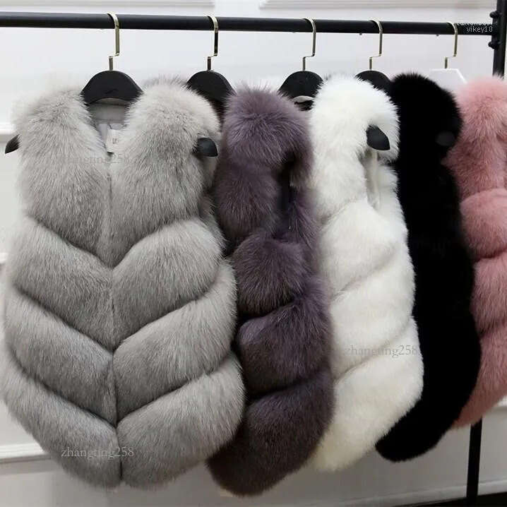 Women's Fur 2022 Women Winter Autumn Faux Vest V-Neck Thick Body Warmer Female Sleeveless Jacket1