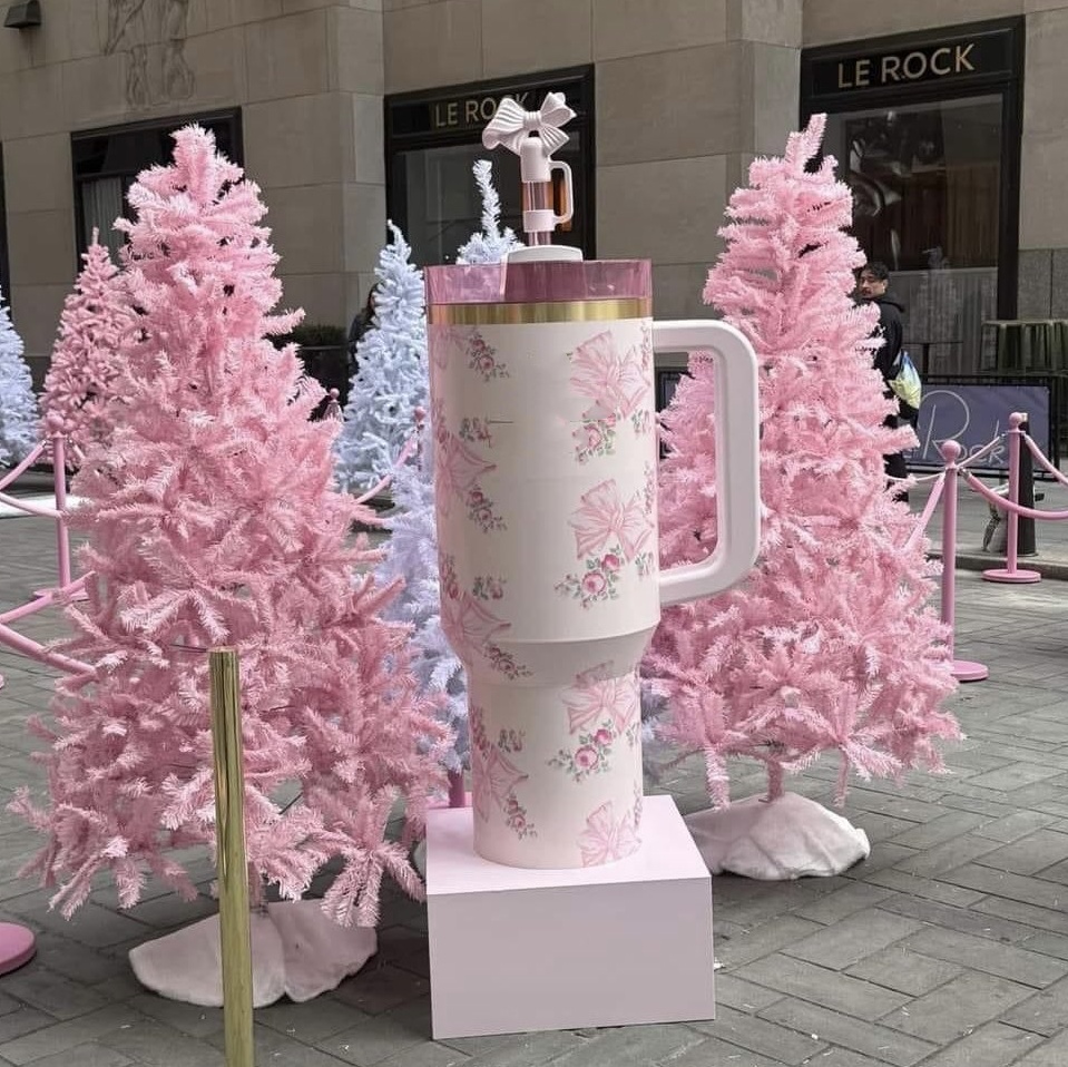 Rosa Beaux PINK TUMBLER Pink Rose 40Oz Blue Magnolia Stainless Steel Cup Pearl Blueberry Milk Aster Mauve Shimmer Mug With Handlen Love Shack Fancy Ral Package