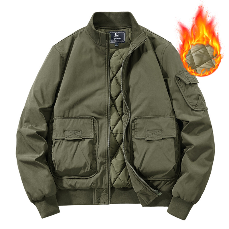 New spring and fall men's casual coat cargo multi-pocket flight suit jacket with retro American baseball uniform m019