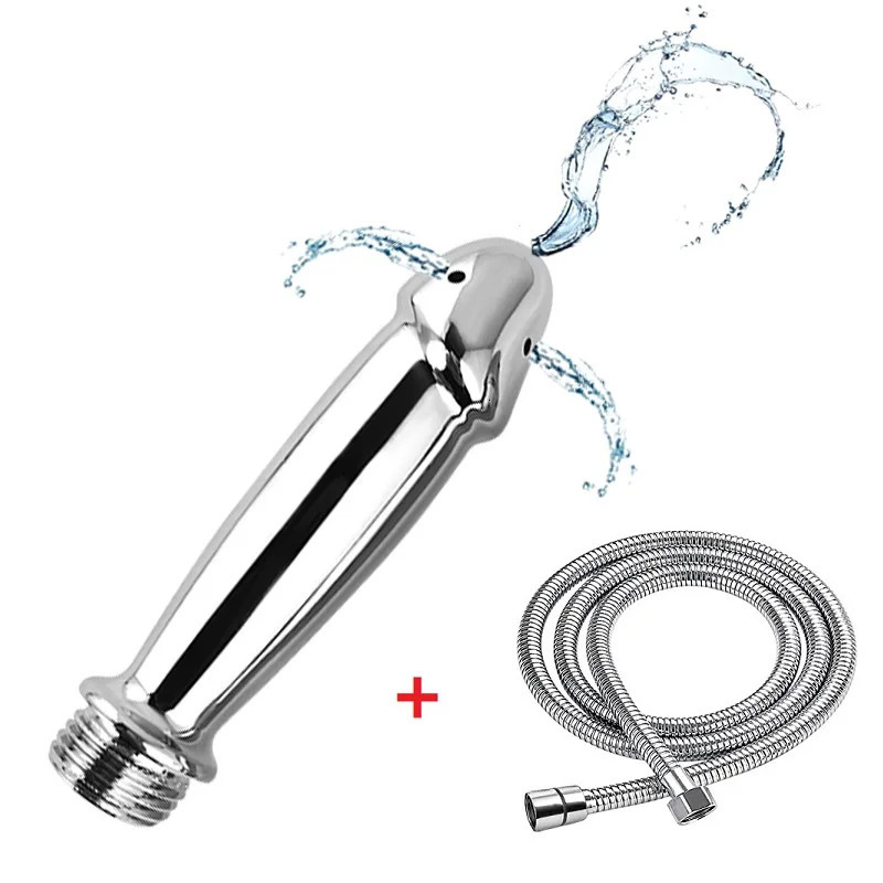 Metal Steel Douche Enema Syringe Anal Shower Head Beads Anal Cleaning Kit Butt Plug Attachment Nozzle Tip Gay Sex Toy Man Woman 240419