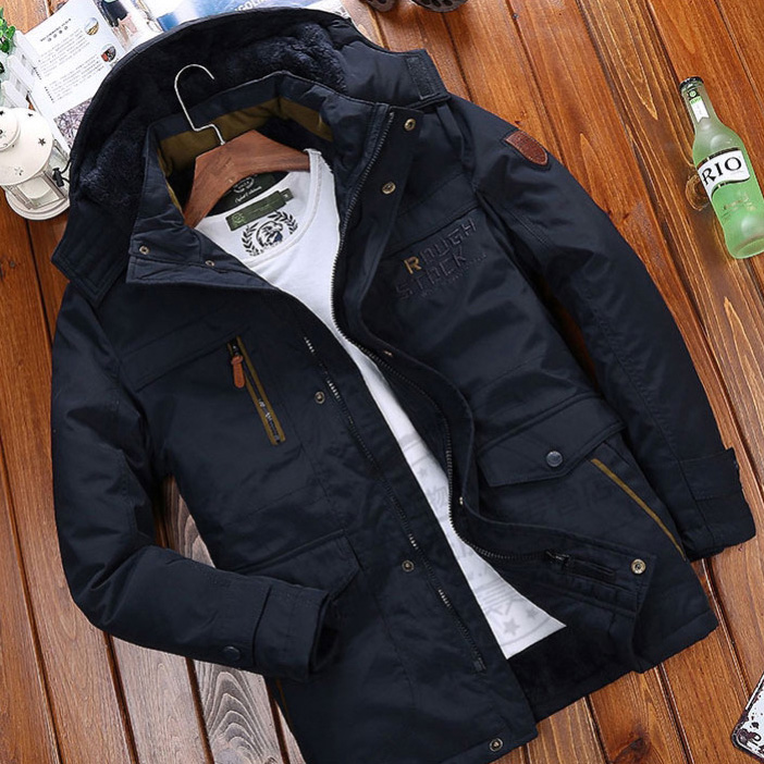 Cotton-padded men's long winter coat with wool thickened cotton-padded jacket dad winter men's coat m015