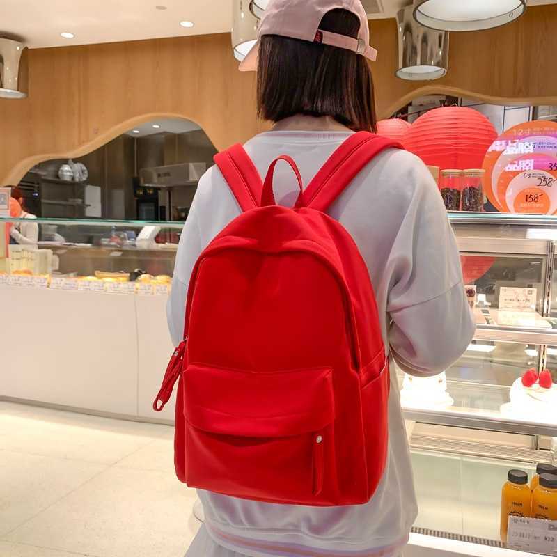 Junior High School High Beauty Backpack for Women Sweet and Fresh Solid Color Backpack Cute Campus Student Backpack 241120