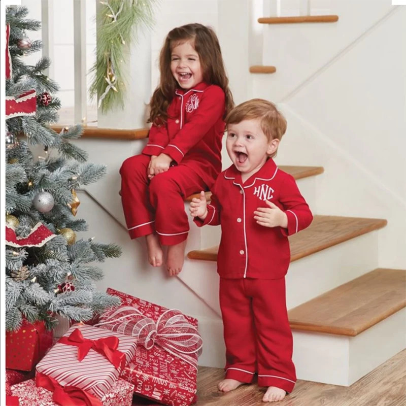 Mudbala Toddler Baby Christmas Pyjamas Sibling Family Matching Outfits Boys Girls Classic Red Kids Pajamas Set 241120