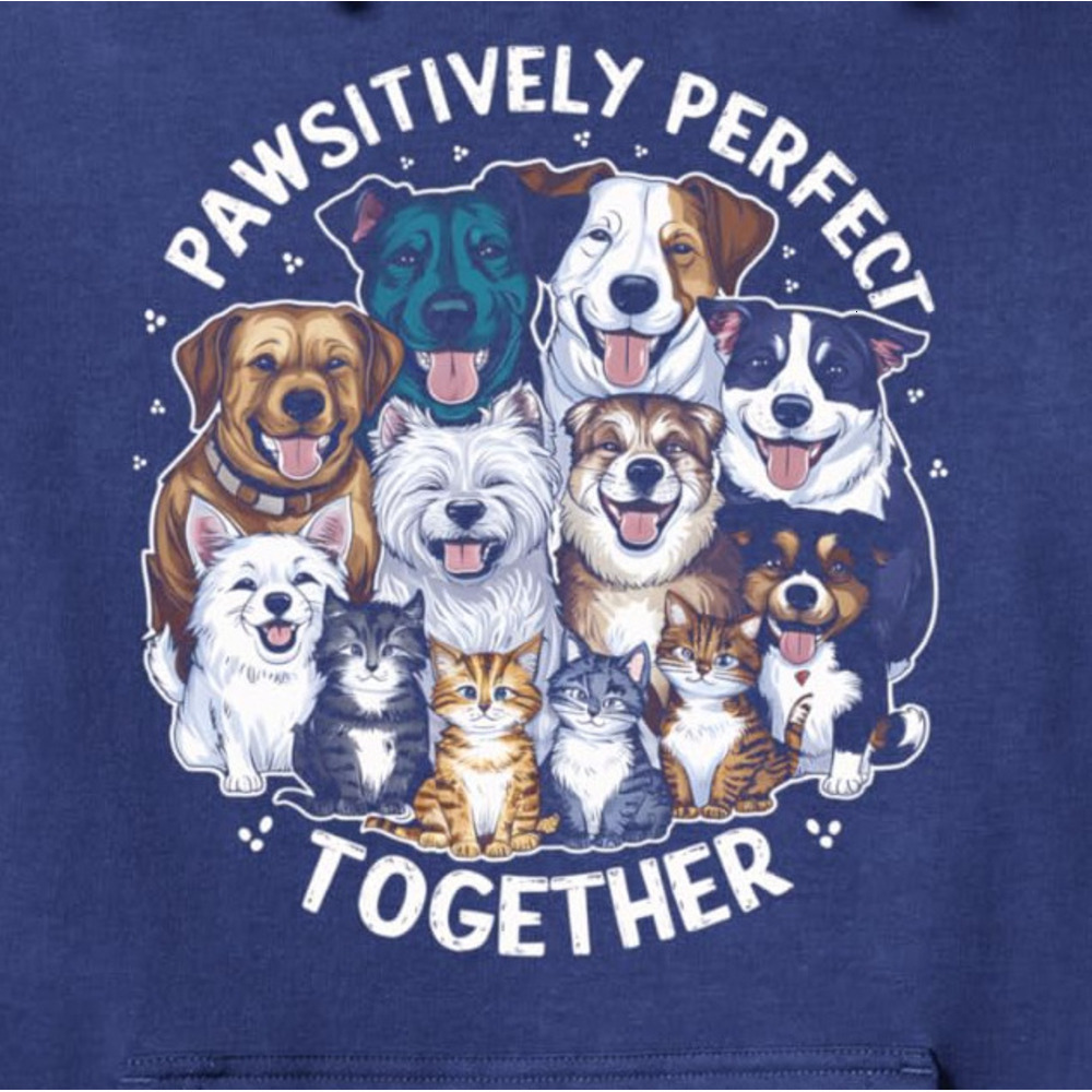 Hoodie for Mens Womens Dog Lover Cat Lover Pawsitively Perfect Together Pet Owner Pullover Hoodie Graphic Hoodies sweatshirt cool