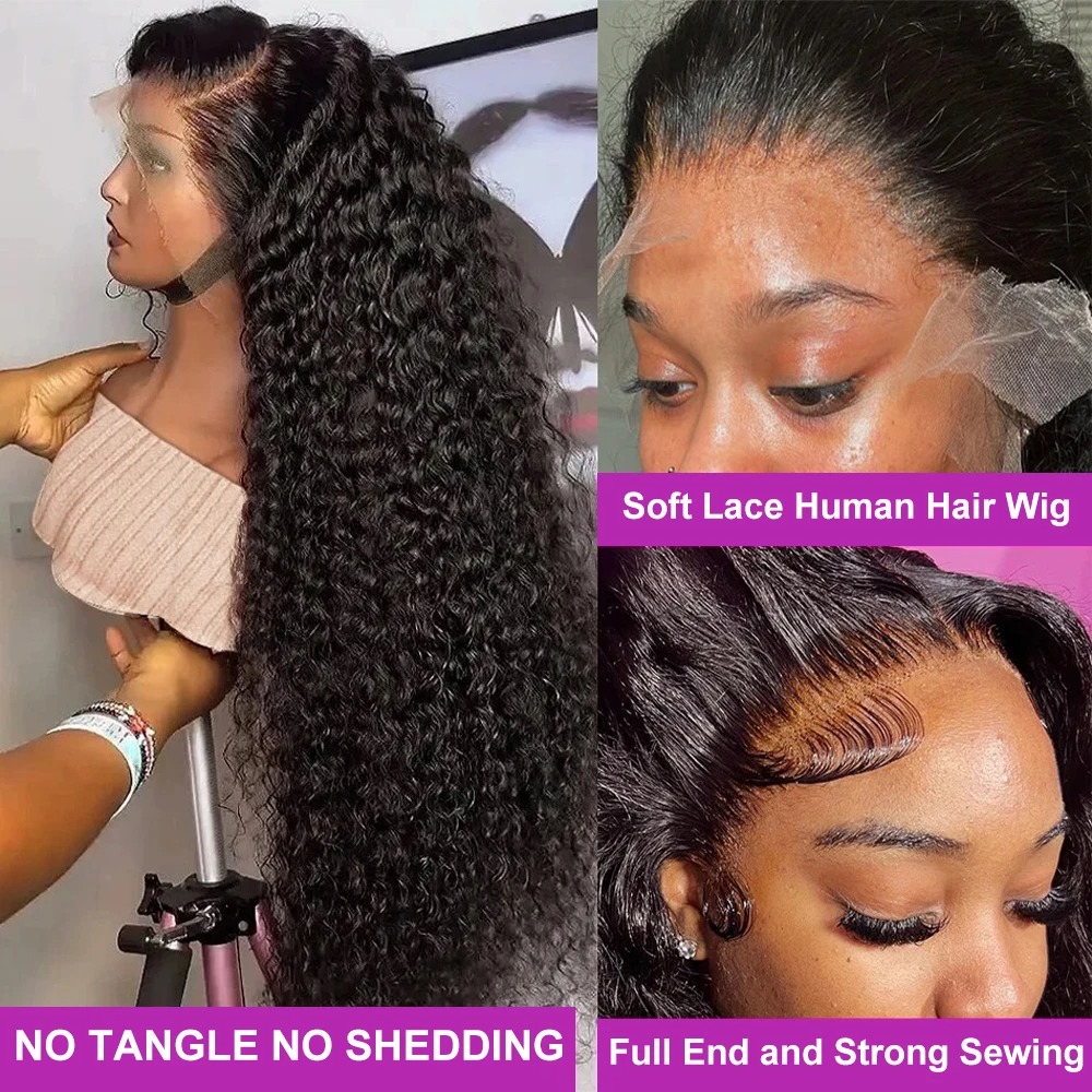 10A Water Wave Lace Front Wig 4x4 Lace Closure Wig Glueless 13x4 13x6 Hd Lace Frontal 360 Curly Human Hair Wigs for Women Preplucked