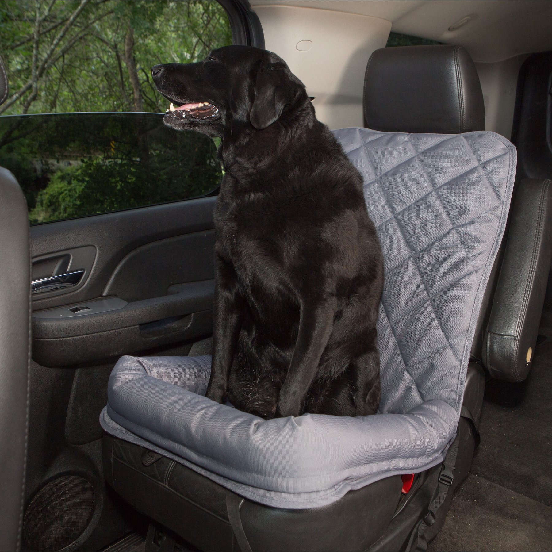 3 Dog Pet Supply Single Car Seat Protector with Bolster, Large, Gray