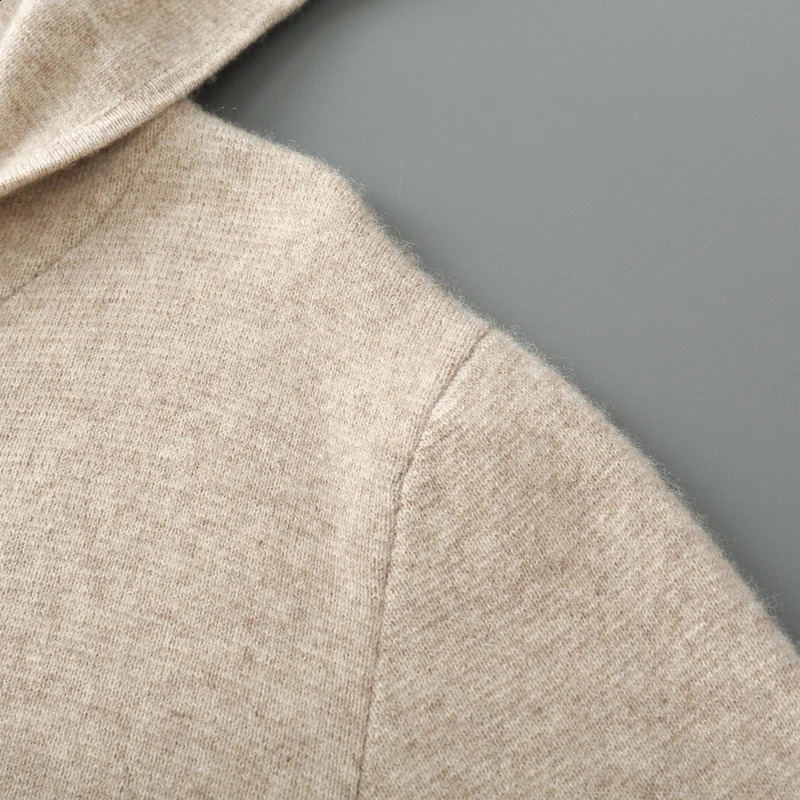 DjzDsm Mens Hoodie with Zipper and Pocket Comfortable Knitted Sweater 100% Merino Wool Sweater Autumn and Winter Wool Sweaters 241118