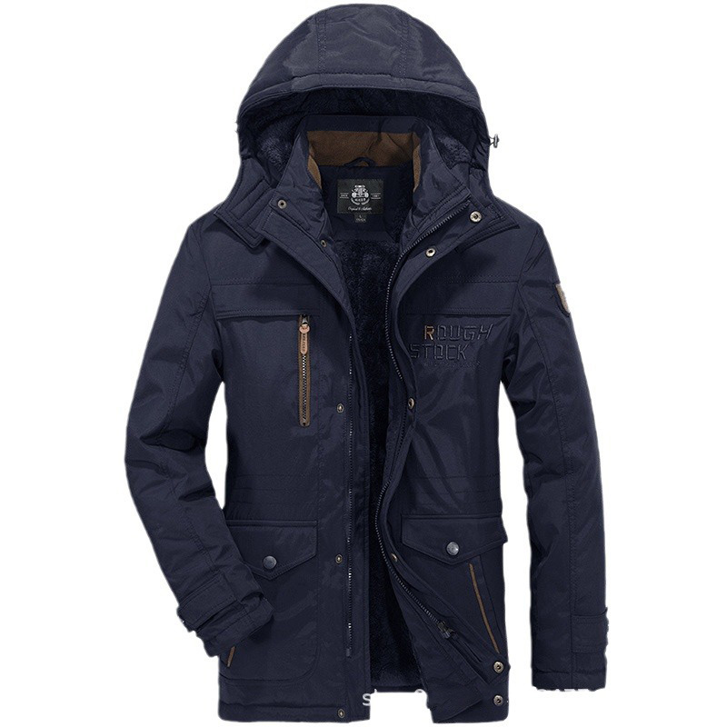 Cotton-padded men's long winter coat with wool thickened cotton-padded jacket dad winter men's coat m015