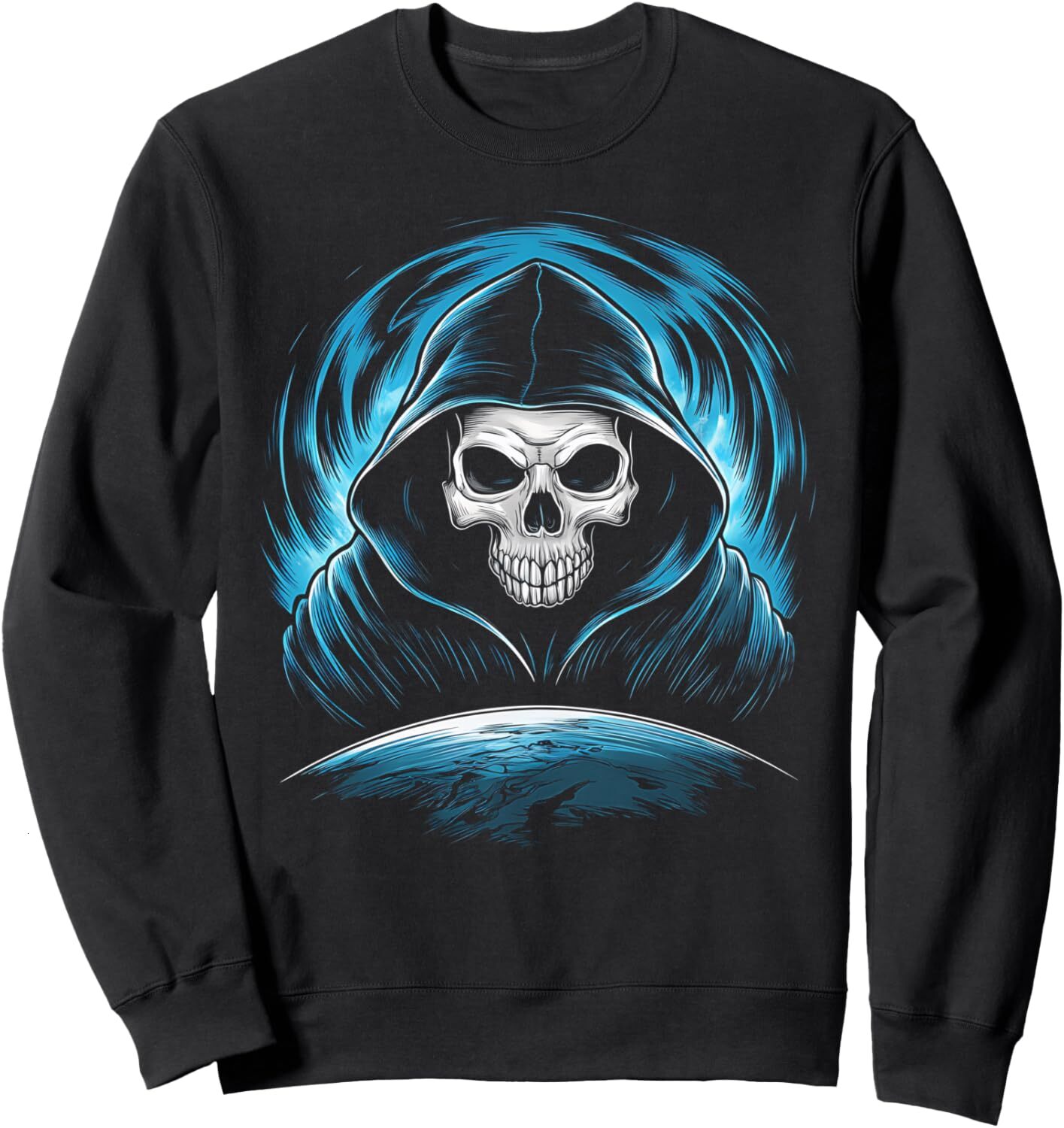 Long Sleeve Shirts for Men sweatshirt Skull Hooded Death In The Sky Graphic Tees Sweatshirt T shirt Tee Streetwear Casual tops clothes fashion