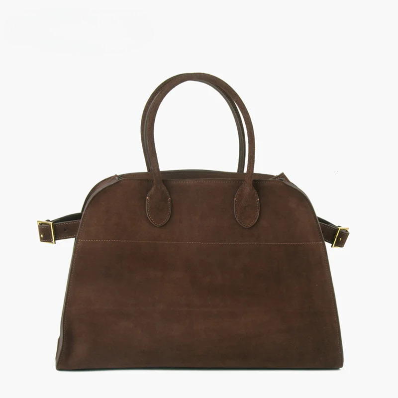 Natural Suede Handbag For Women Nubuck Cow Leather Large Capacity Casual Tote Bag Solid Commute Genuine Leather