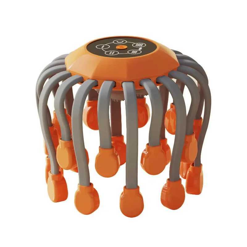 20 Octopus Claw Head Massager Electric Red Light Treatment Relieves Scalp Massage Stimulator Orange Vibration Hair Head Massager W241120