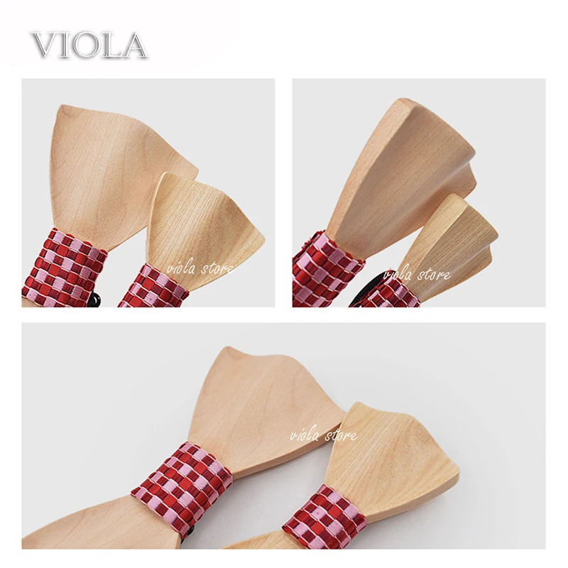 Fashion Chic Father Son Wood Bowtie Men Women Kid Pet Butterfly Suit Tuxedo Party Dinner Wedding Cravat Gift Creative Accessory 240415