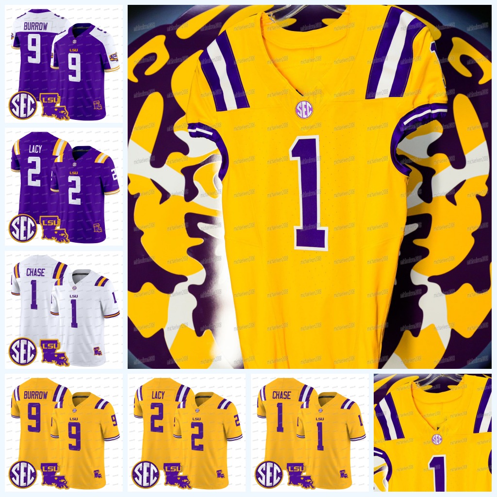 NCAA College 2024 LSU Tigers New Gold Alternate Football Jersey Joe Burrow Aaron Anderson JaMarr Chase John Emery Jr Kyren Lacy TreyDez Green Custom