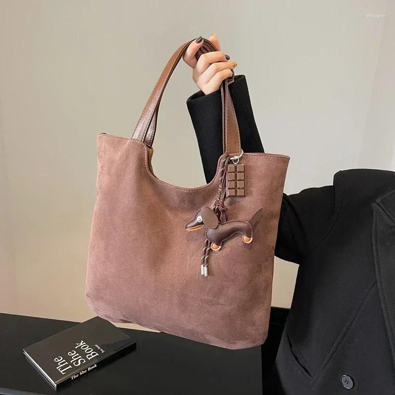 Totes Zipper Suede Product Women's Shoulder Bag Solid Color Fashion Tote Large Capacity Soft Versatile Trendy Handbag zhanyishengli