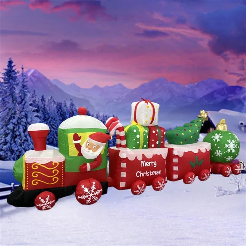 3.6M/11.81FT Inflatable Toy Train Christmas Decoration Year Santa Claus Decoration Inflatable Party Outdoor Decoration 241120