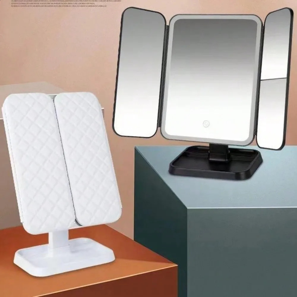Trifold Makeup Mirror LED Lights Dorm Dressing Mirror Beauty Light up your fill light with Smart Complementary Makeup Mirror Tri 241119