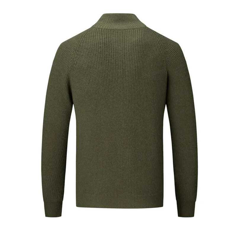 Mens cashmere knitted cardigan half neck zipper jacket wool autumn slim fit thick sweater mens jacket X241119