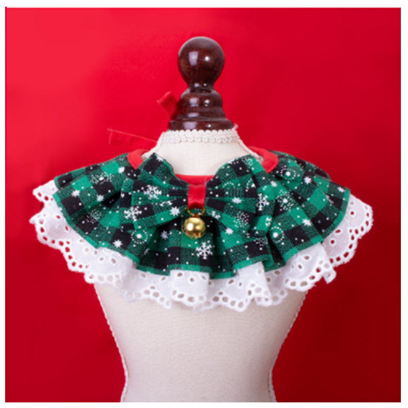 Pet Christmas Bow Tie Bib Drool Towel Christmas Pet Drool Bib Collar Plaid Lace Maid Cos Wholesale