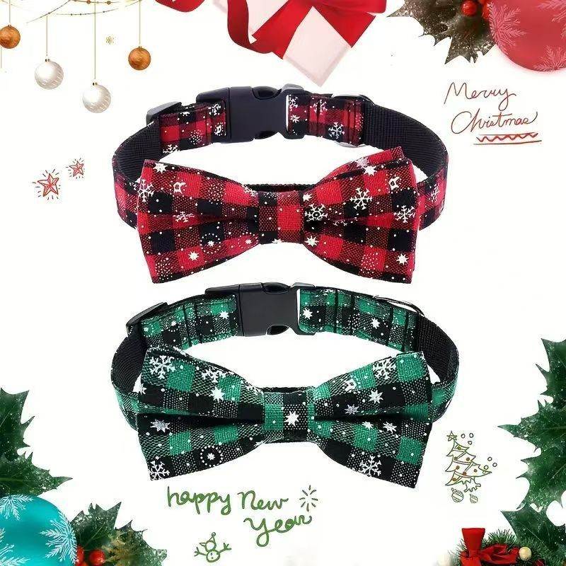 pet Christmas pet decorations Christmas cat collar cross-border explosive pet supplies new pet bow tie collar