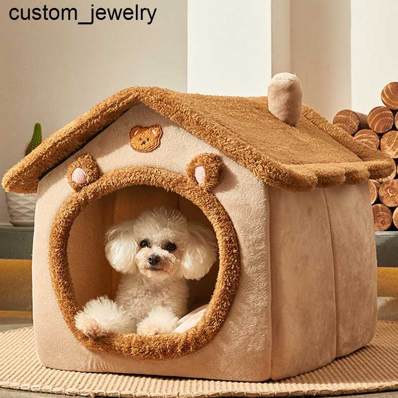 Dog Houses Kennels Accessories Foldable House Kennel Bed Mat For Small Medium Dogs Cats Winter Warm Cat Nest Pet Products Basket Pets Puppy Cave Sofa 