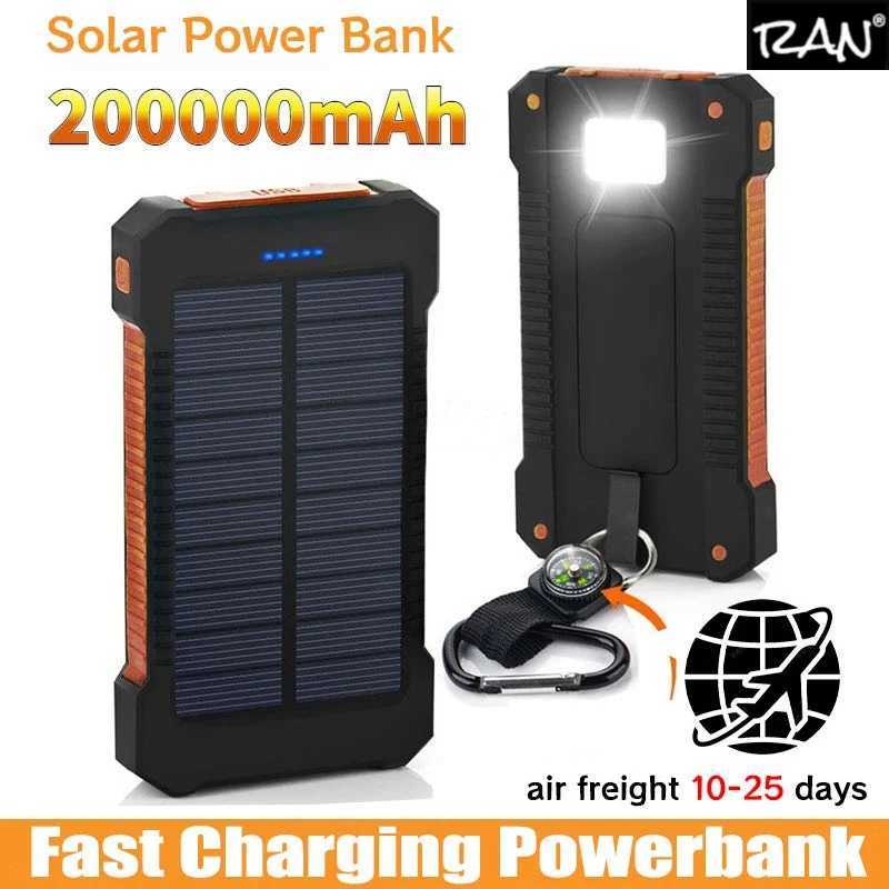 Solar Power Bank waterproof 30000mAh Solar Charger USB Ports external charger Powerbank is suitable for 5S smartphones with LED lights Y241119