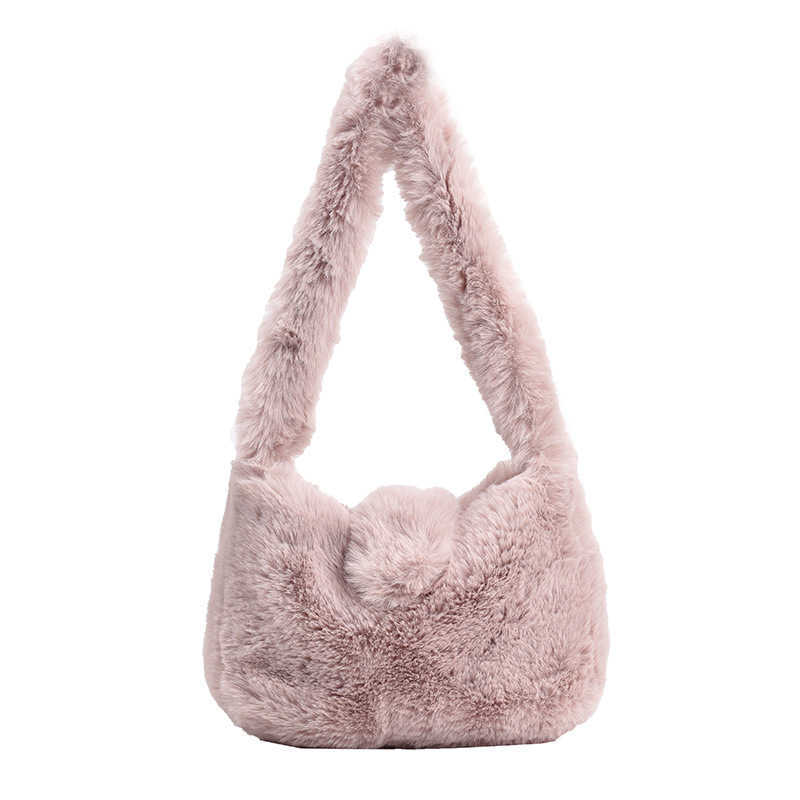 Short plush one shoulder underarm bag for women, 2023 autumn and winter new style, stylish and versatile handbag, fashionable plush tote bag 241120