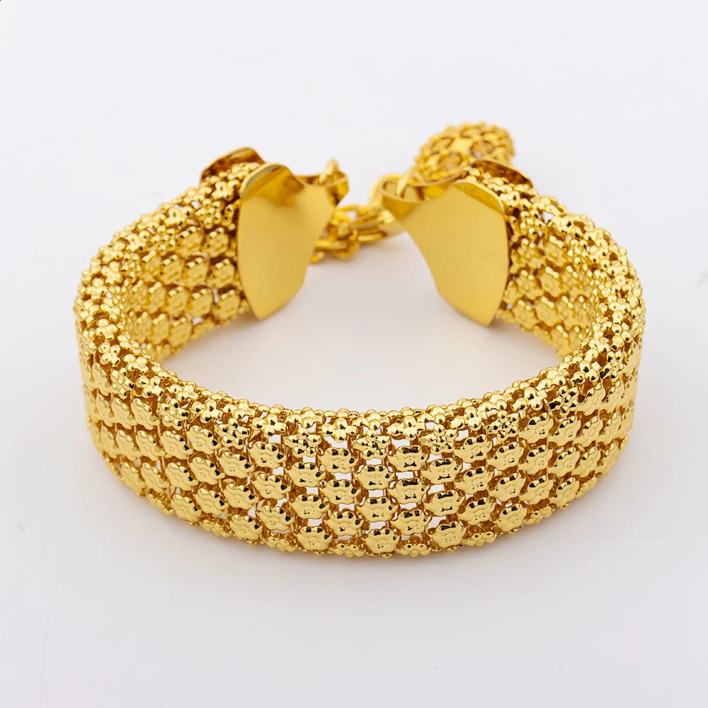 Jewelry Set for Women Chunky Necklace Earrings Dubai Gold Plated Bracelet African Fashion 3Pcs Jewelry for Punk Party Wedding 241120
