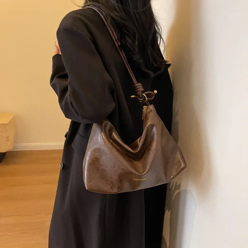 Drawstring Large Capacity Shoulder Bag PU Leather Crossbody Commuter Leisure Underarm Fashion Handbag Bags For Women